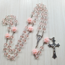 pink, catholic, rosary, Jewelry