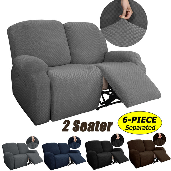 6 Pieces Sectional Stretch Loveseat Cover 2 Seat Recliner Cover