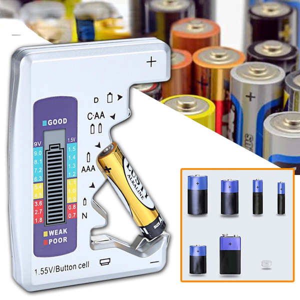 Digital Battery Tester LCD Display C D N AA AAA 9V 1.5V Button Cell