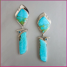 Sterling, Turquoise, DIAMOND, Gemstone Earrings