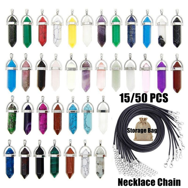 Collana Con Ciondolo Cuore Di Cristallo E 7 Pietre Chakra - Regolazione 46-80 Cm