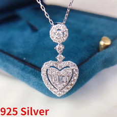 Sterling, Heart, DIAMOND, necklace for women