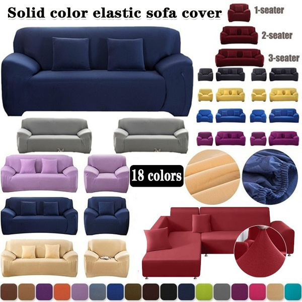 1/2/3 Seat Living Room Solid Color Sofa Cover Polyester Sofa Cover