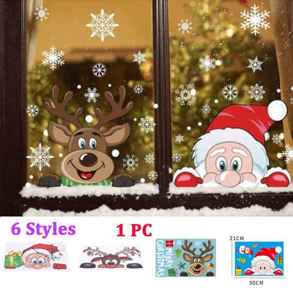 1 Pc Santa Glass Window Stickers DIY Christmas Static Sticker Home New