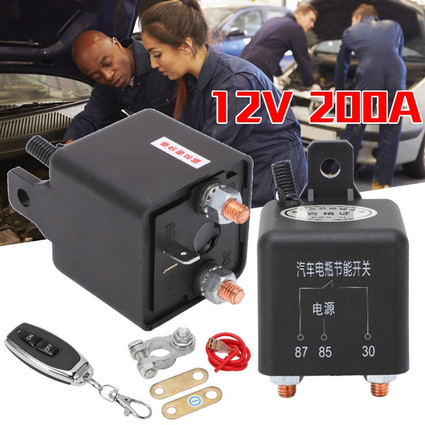 12V 200A Car Battery Breaker Wireless Remote Control Power Off Switch Start Relay With Cable Wish