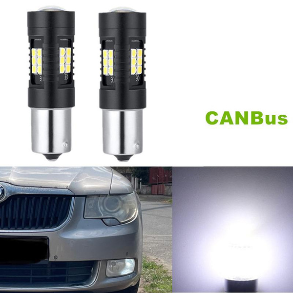 2x BA15S CANBus Free 21SMD LED DRL Daytime Running Lights For Skoda