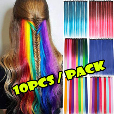 rainbow, colorfulhairextensionsforgirl, Women's Fashion & Accessories, clip in hair extensions