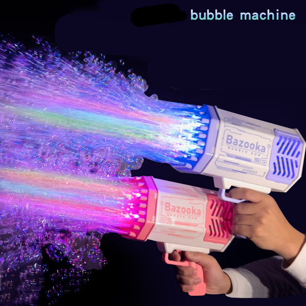 Bubble Gun Rocket 32/69 Holes Soap Bubbles Machine Gun Shape Automatic  Blower With Light Toys For Kids Pomperos Children's Day Gift
