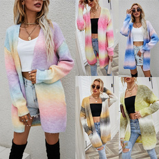 rainbow, Fashion, withpocket, sweaters for women
