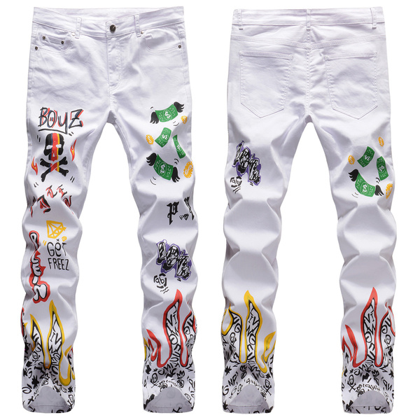 White Rapper Pants New Fashion Mens Jeans Night Club Black White Color Personal Designer ...
