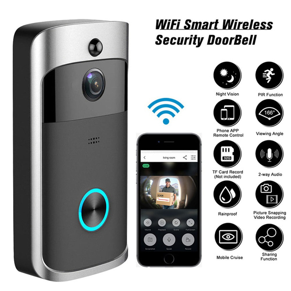 WiFi Smart Video Doorbell Camera Wireless Door Bell 720P HD Wireless Home  Security Doorbell Camera
