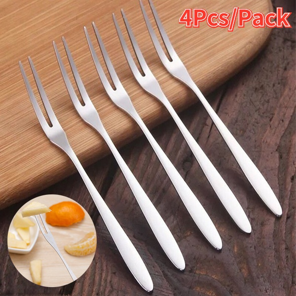 Tine Multiple 4Pcs/Pack Stainless Steel Two-tine Fork Fruit Fork set Tableware ...