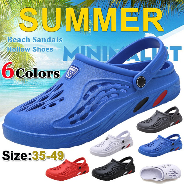 Fashion Men Casual Summer Crocs Beach Sandals Hollow Shoes Travel Outdoor Slippers Couples Shoes Plus Size 35 49 6 Colors