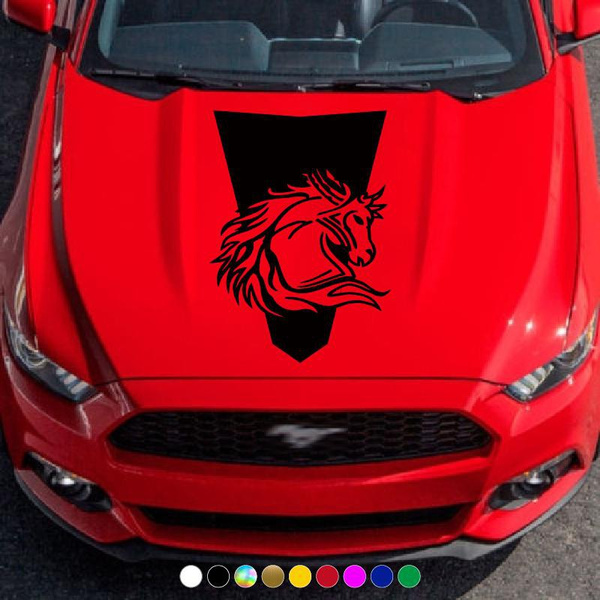 For* Mustan* Logo Graphic Decal Sticker Tribal Horse Hood Vinyl Car