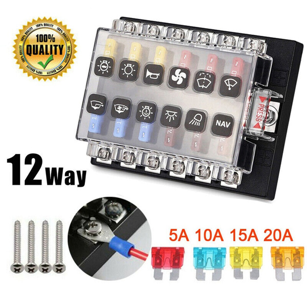 12 Ways Fuse Box Holder Modified Fuse Box Terminal Block with LED ...