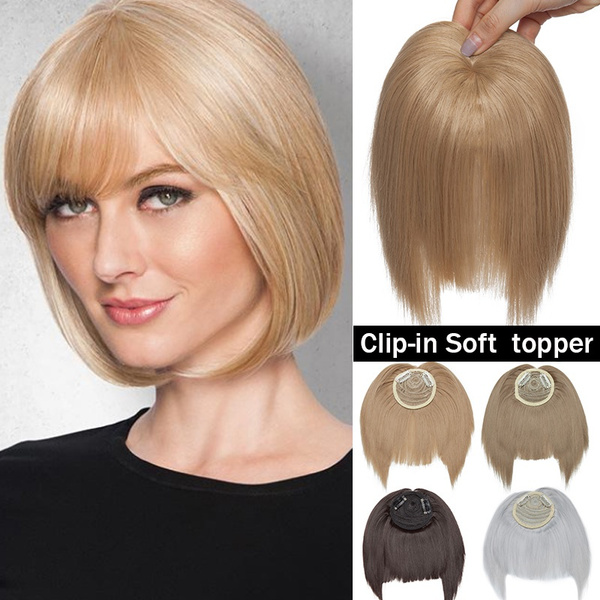 Natural Women's Hair Topper with Bangs Clip In Hair Pieces Wish
