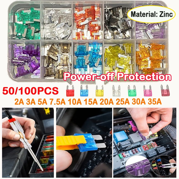 100/50PCS Zinc Car Fuse Poweroff Protection Mini Car Fuses Automotive