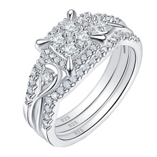 Sterling, vintageweddingring, Engagement Wedding Ring Set, 925 sterling silver