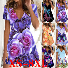 women dress, printeddres, plus size dress, Summer