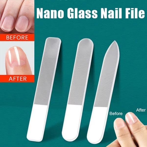 3 PCS Nano Glass Nail File Crystal Nail Buffer Shine Polisher ...
