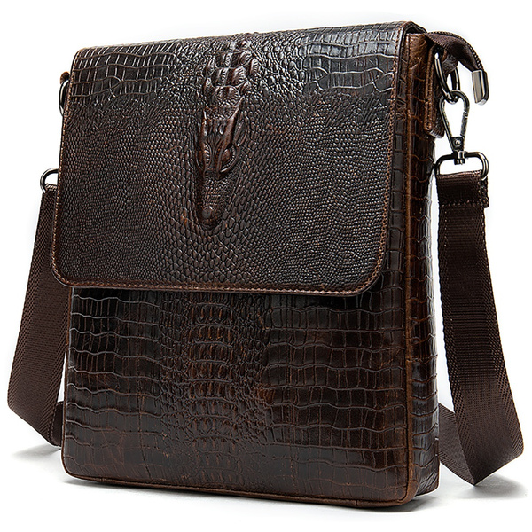 Crocodile Embossed Brown authentic Womens Crossbody Shoulder Bag,Novelty