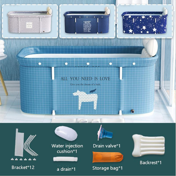 Family SPA Tub Foldable Bathtub with Backrest Household Portable Bath Tub Large Full Body Bath