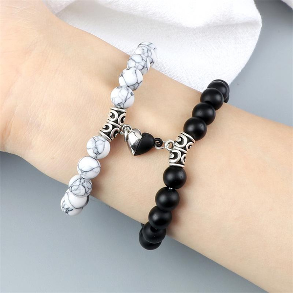 Romantic 2pcs/set Heart Magnetic Couples Bracelets Men Women