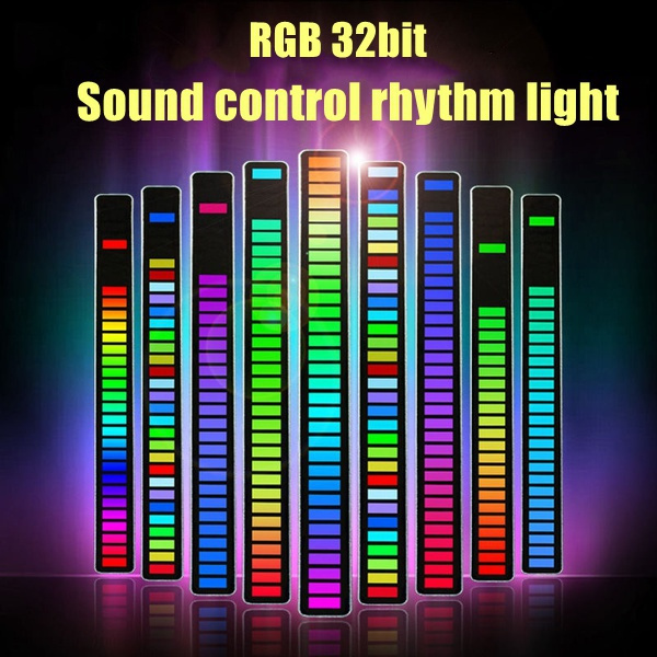32 Bit Music Levels Indicator Light Aluminum Bar Voice Control Audio ...