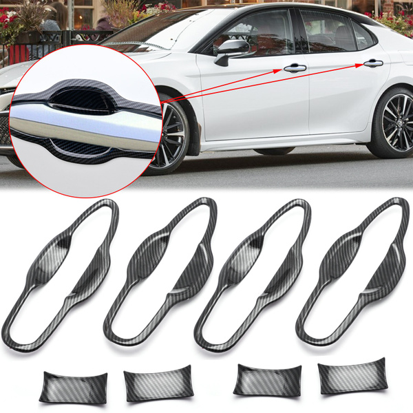 8Pcs Carbon Fiber Texture Front Rear Left Right Door Handle Bowl Cover ...