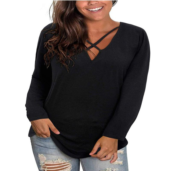 V neck clearance plus size tops