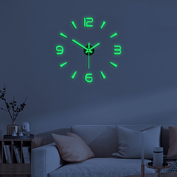 3D Acrylic Digital Clock Wall Wall Clock Luminous Wall Clock DIY ...