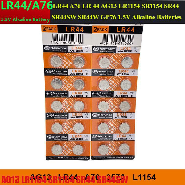 10pcs/1card AG13 Coin Battery Cell 1.55V AG 13 LR44 357 357A A76 L1154 GPA76 Alkaline Button