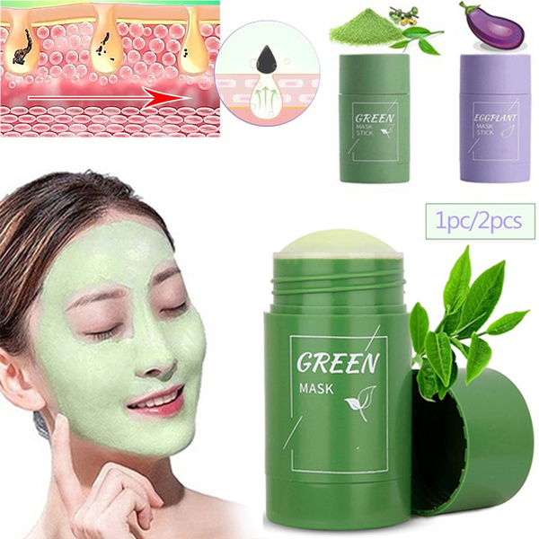 Green Tea/Eggplant Stick Mask Face Cleansing Purifying Clay Stick Mask ...