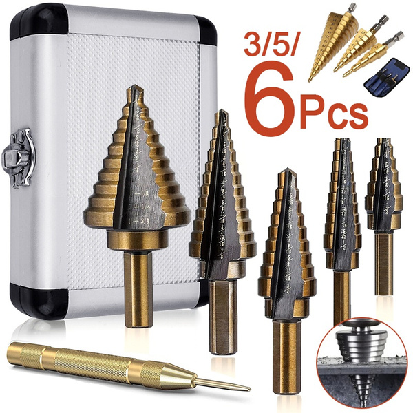 3 5 6 Pcs Step Drill Bit Titanium Milling Cutter Automatic