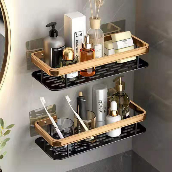 1/2Pcs Luxury Bathroom Shelves Without Drilling RustProof Aluminum ...