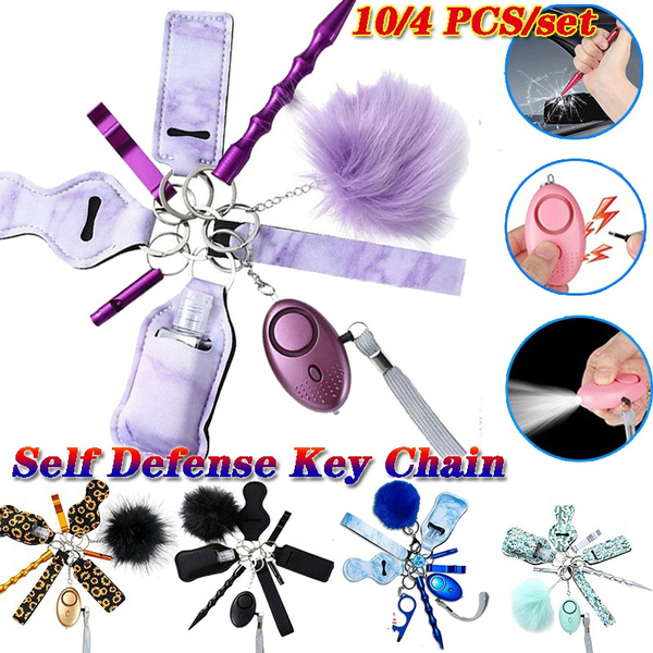 New 10 Pcs A Set of Self Defense Keychain Set for Women and Kids, 10 Pcs  Safety Keychain Accessories, with Safe Sound Personal Alarm Gift for Women  and Kids Self Defense