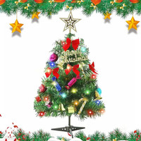 Christmas Trees, Christmas Tree Kit (includes 14 Accessories), 30cm  Artificial Tabletop Mini Xmas Pine Tree with LED String Lights Xmas  Ornaments