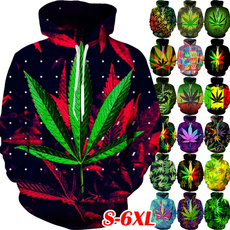 3D hoodies, hooded, leaf, unisex