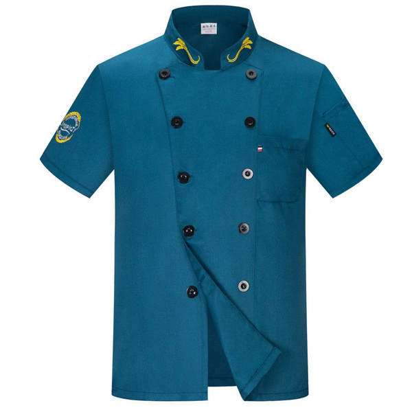 Chef Jacket Short Sleeves Restaurant Uniform Men Women Kitchen Catering