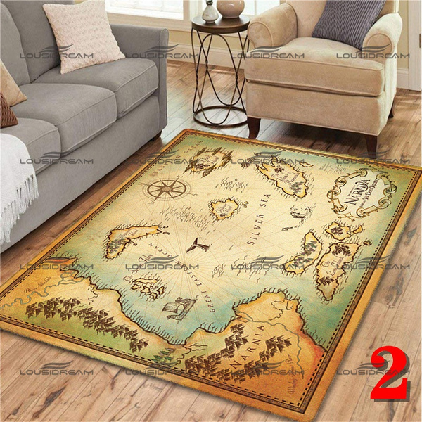 Vintage Map Rugs Small Living Room Rugs Flannel Bedroom Rugs 3D Printed