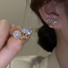 DIAMOND, Pearl Earrings, wedding earrings, Wedding