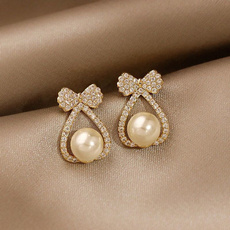 butterfly, DIAMOND, Pearl Earrings, wedding earrings