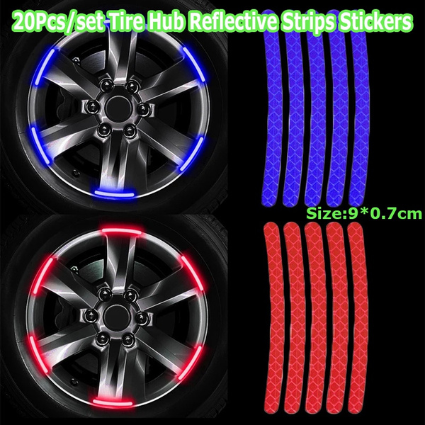 20Pcs/set Car Tire Hub Reflective Strips Stickers Car Motorcycle ...