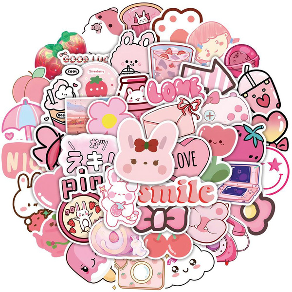 50pcs Colorful Candy Stickers Gift Toy for Girl Kawaii Cute Lollipop Donut  Decal Sticker to Laptop Stationery PS4 Bike Guitar