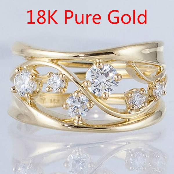 VISTOSO Gold Rings For Women Pure 14K 585 Yellow Gold Sparkling Diamond  Delicate Ring Anniversary Simple Style Fine Jewelry - AliExpress