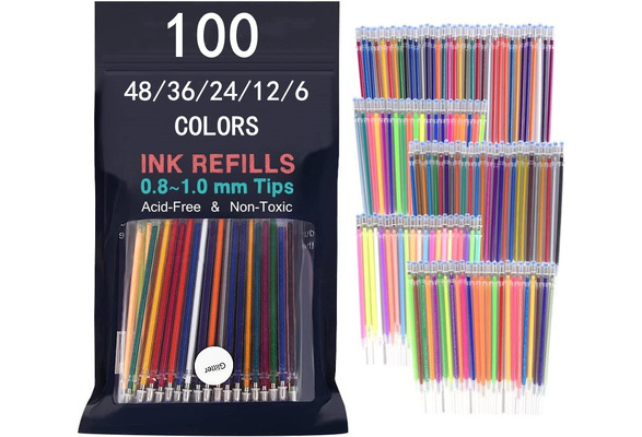 48 Color/Set Gel Pen Refills Glitter Coloring Drawing Markers