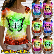 butterfly, vnecktopforladie, Plus Size, art