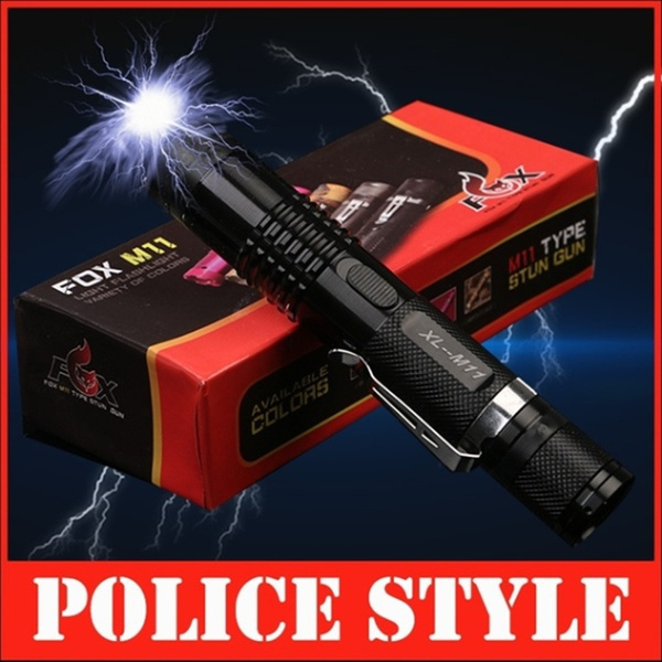 Powerful Police Stun Gun Rechargeable Led Flashlight Taser Electric Torch Safety Metal Shock 8037