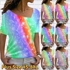 ladieslnecktshirt, vnecktopforladie, Plus Size, womensshortsleeve