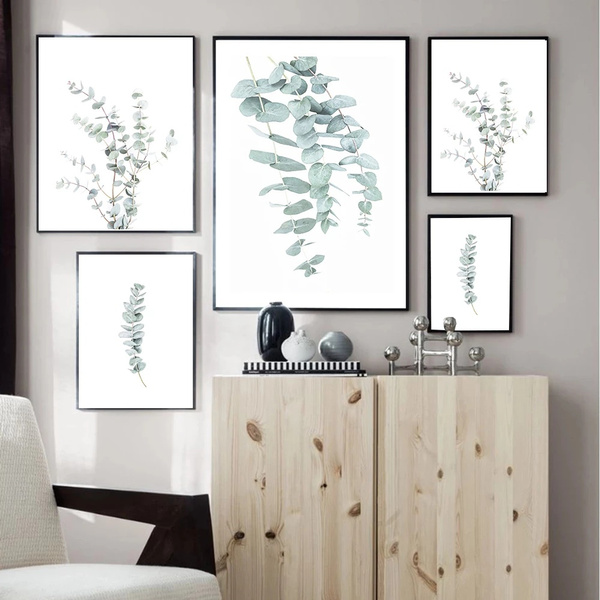 Leaf Nordic Poster Eucalyptus Canvas Painting Landscape Wall Art ...